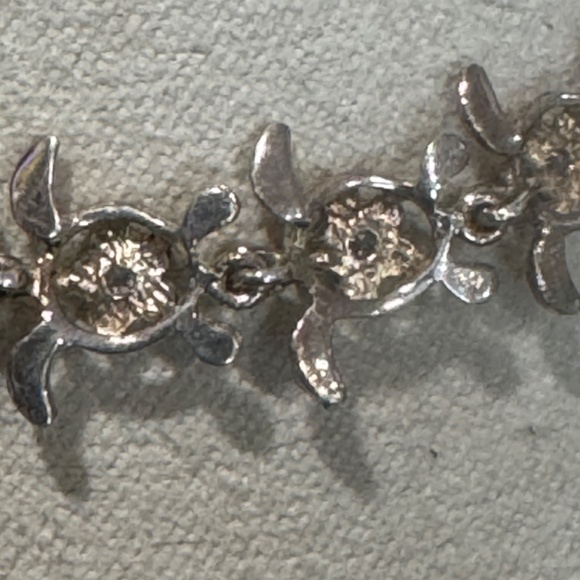 Vintage Sterling Silver Crystal Quartz Stone Turtle Link Bracelet Signed 925 - Picture 4 of 8